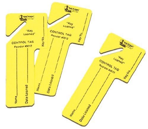 Buddy Products Key Loaned Control Tags, 1.5 x 3.88 Inches, Yellow, 24-Pack