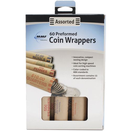 Nested Preformed Coin Wrappers 60/Pkg-Assorted Penny, Nickel, Dime 078541175181