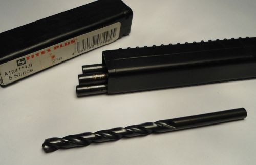 TITEX Jobber Drills 4.9mm Cobalt Oxide 87mm OAL A1241-4.9 Qty 5 [543]