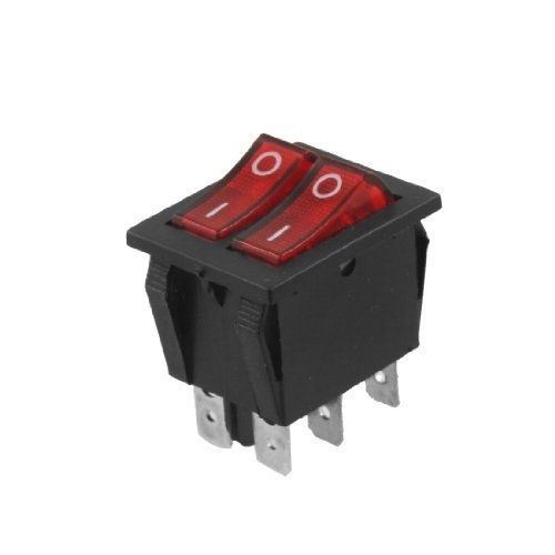 Amico Double SPST 6 Pins On/Off Illuminated Rocker Switch AC 15A/250V 20A/125V