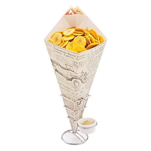 Restaurantware Conetek News Print Food Cone with Dipping Pocket 15.5 inches 100