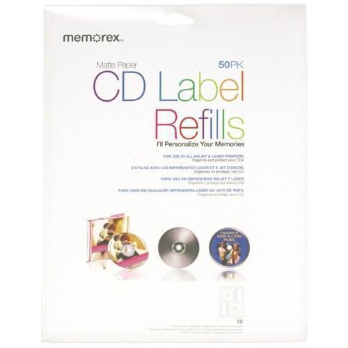 Memorex White CD-R Labels 3202-0412, 50-Count New