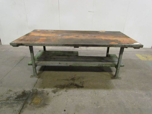 Vintage industrial work bench from ge plant 1-3/4&#034;t wood top 49&#034;wx96&#034;l table for sale