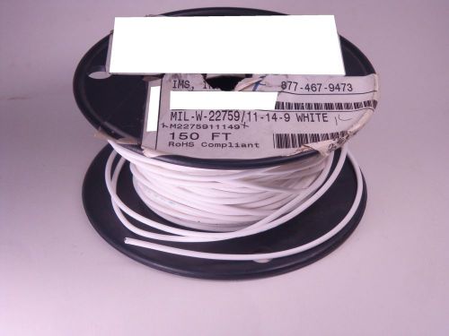 M22759/11-14-9 harbour extruded ptfe hookup wire 14awg 19 x 27 white 75&#039; partial for sale