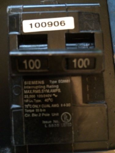 Siemens 2 polesc120/240 V 100 Amp breaker main