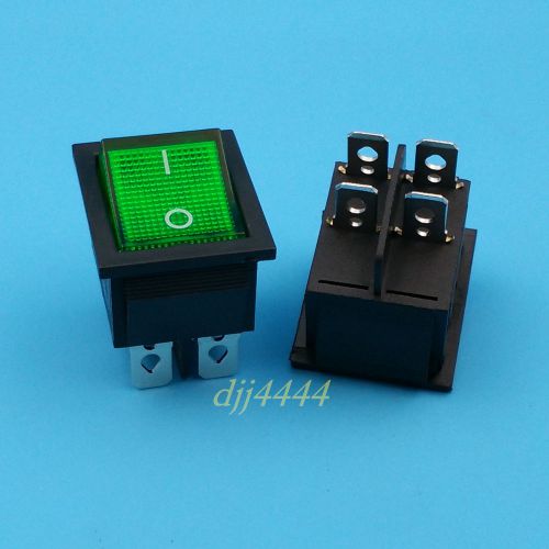 50pcs Rocker Switch with Green light KCD4-201N 4 pin on/off 16A/250V