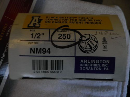 ARLINGTON NM94 BLACK BUTTON NON METALLIC CABLE CONNECTOR