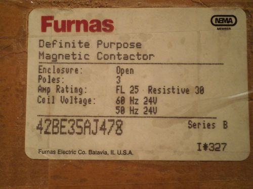 Furnas Definite Purpose Magentic Contactor 42BE35AJ478 25/30 amp 24 volt Coil