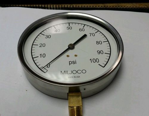 Miljoco corp. p4598l-05 0-100 psi 4-1/2&#034; dial contractor pressure gauge 4ffn2 for sale