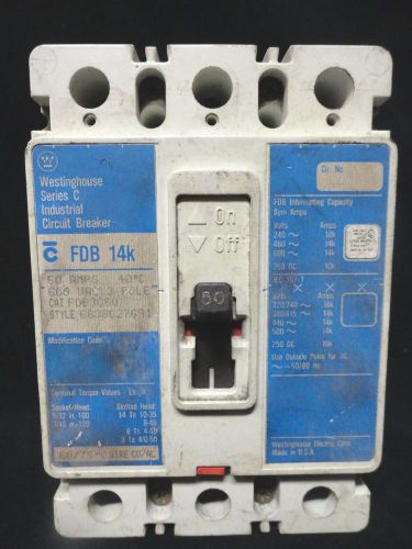 Westinghouse ~ circuit breaker ~ fdb3050 ~ 30 amp, 600 vac, 3 pole ~ new in box for sale