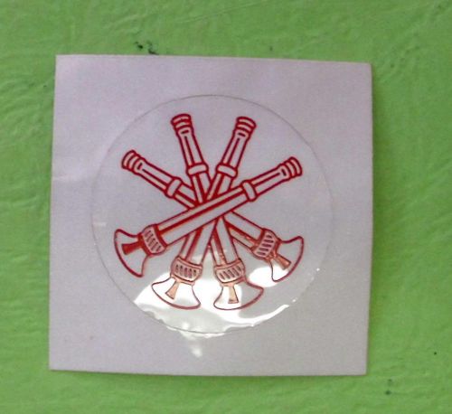 FOUR CROSSED BUGLE FIRE DEPT ROUND DECAL STICKER REFLECTIVE