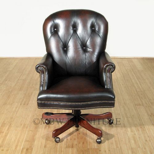 Hooker seven seas distressed brown genuine leather swivel office chair ec278 for sale