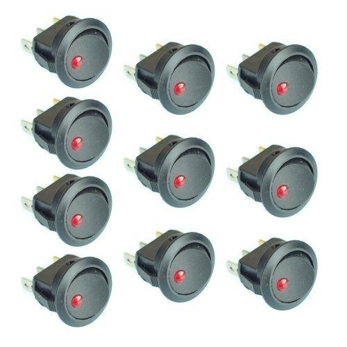 New 10PC Car Truck Rocker Toggle LED Switch Red Light On-Off Control