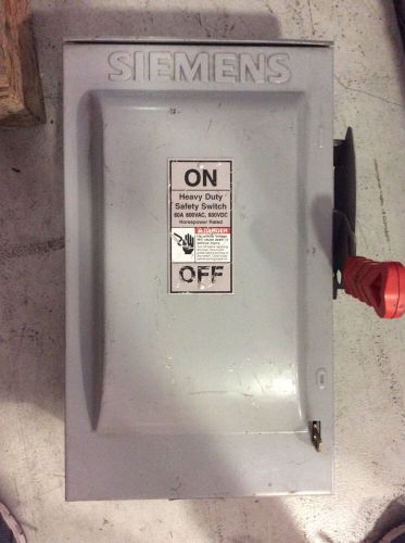 Siemens Heavy Duty Safety Switch 60 Amp 600 Volt HNF362R Non Fusible 3R