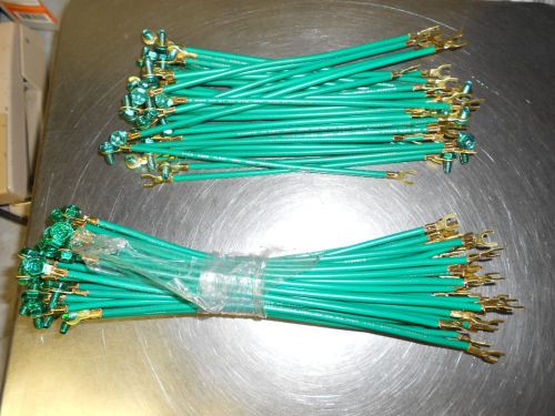 90 Ideal Grounding Pigtails Green Flexible 12 AWG #10 Fork Ring w Screw 8&#034;+ 9&#034;