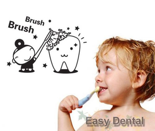 2 x Wall Decal Sticker Decor Kid Tooth Brush Wash Bathroom Toilet Dental Gift