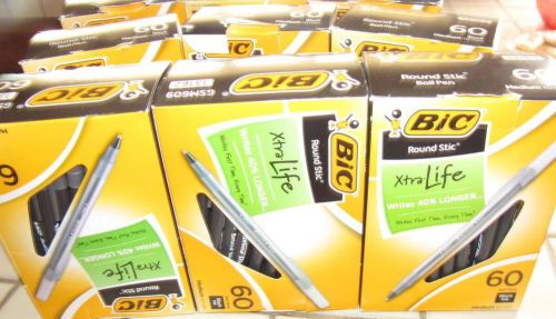 9/Boxs Bic Round Stic Ball Pen Medium Point 1.0mm Black Lot of 540