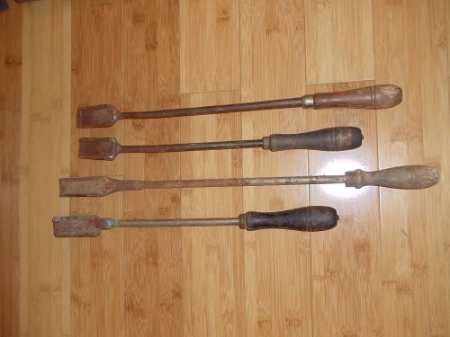 Set of four antique large animal long-handled dental rasps