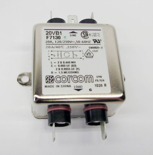 TE Connectivity / Corcom 20VB1 20A 700UA RFI Power Line Filter
