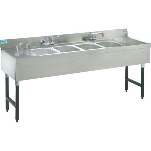 Stainless Steel Bar Sink - Four Compartment - 83&#034; Width - Commercial Equipment