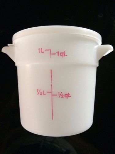 Cambro used w/lid 1 quart round storage container nsf 1l/1qt usa for sale