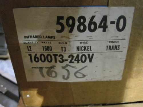 Box of 12 Sylvania 1600T3-240V  Quartz Infrared Lamps 59864-0