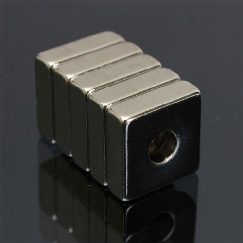 5pcs 15x15x5mm Hole 5mm N52 Strong Block Cuboid Rare Earth Neodymium Magnets