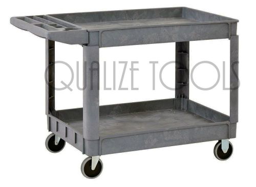 2 Shelf Heavy Duty Plastic Utility Cart with 5&#034; Casters-550 lb. Capacity
