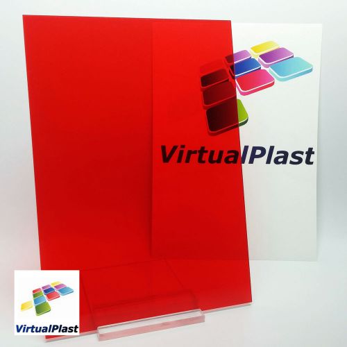 Plexiglass transparent red 1/8&#034; thick perspex acrylic cut 5.9&#034; x 8.27&#034; a5 sheet for sale