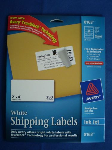 Genuine Avery  Labels w/ TrueBlock Technology, 2 x 4, White 250/PK,   8163