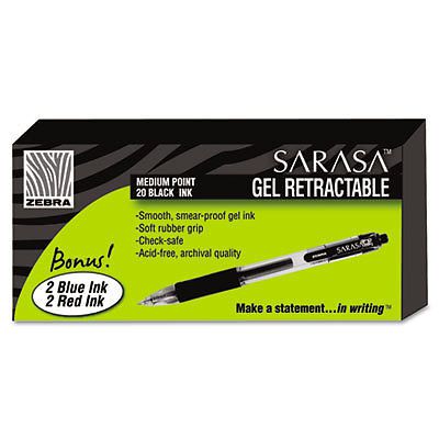 Sarasa Retractable Gel Pen, Black Ink, Medium, 24/Pack 14680