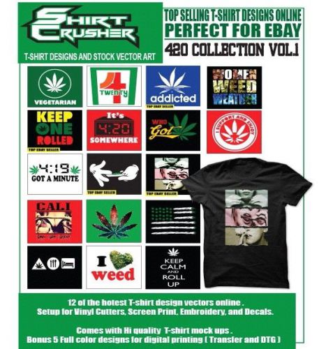 Shirt crusher -420 pack t-shirt vector clip art for plotter, screen, dtg print for sale