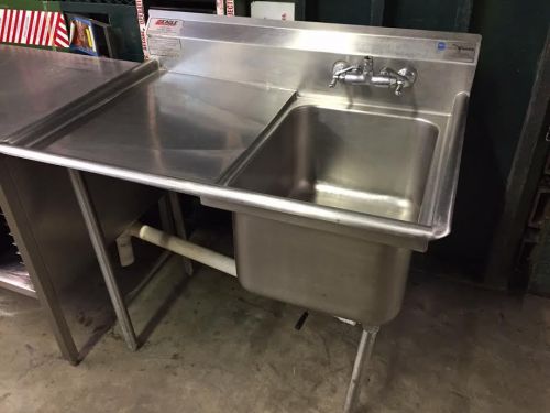44&#034; Stainless Steel 1 Compartment Restaurant Grocery Store Sink 1 Drainboard