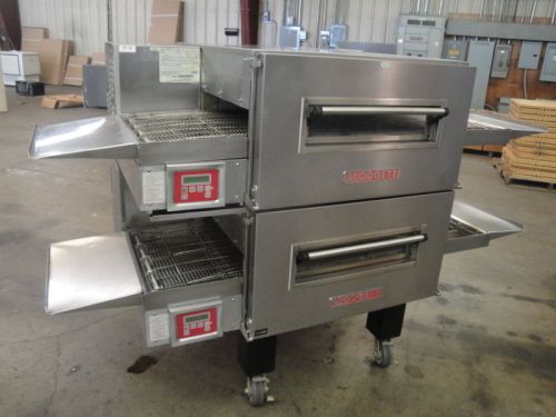 BLODGETT DOUBLE STACK NATURAL GAS CONVEYOR OVEN ON CASTERS