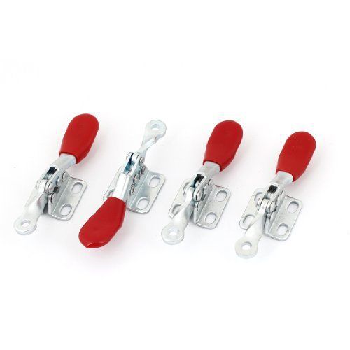 Red Silver Tone Short Bar Flanged Base Horizontal Toggle Clamps 27Kg 60 Lbs 4pcs