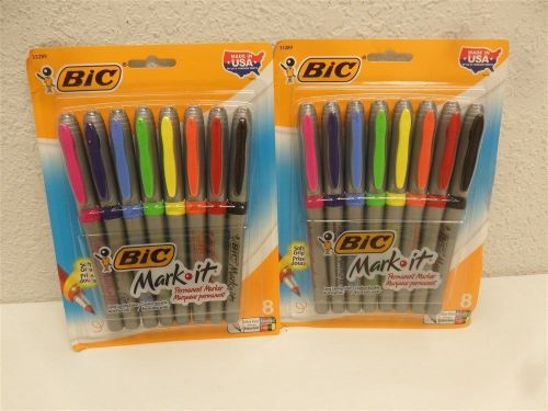 Bic (2 Pack) Mark It Ultra Fine Assorted Color Permanent Marker 8 Ct, 16 Total