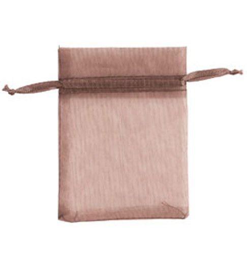 Count of 10 New Retail Chocolate Organza Bags 3&#034; W x 4&#034; H