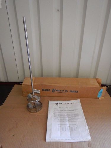 New jiffy es mixing bit 304 stainless steel ss 20 1/2&#034; long shaft 1000 rpm new for sale