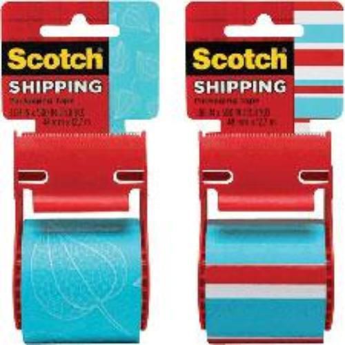 3M Packaging Tape Blue &amp; White Leaf &amp; Blue Red and White Stripe Assortment