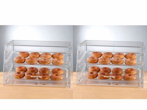 Set of 2- Donut, Kolache, Bagel Countertop 2 Tray Bakery Display Cases.