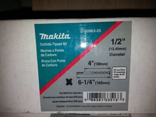 NEW Makita D-00963-25 1/2&#034; x 4&#034; x 6-1/4&#034; SDS Hammer Bit (25-Pack)