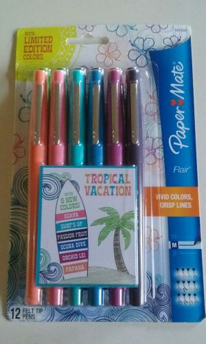 Papermate Flair Felt Tip Pen Medium Point Assorted Colors 12 Pack Tropical Color