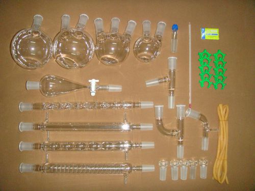 24/40,Organic Chemistry Laboratory Glassware Kit,33 PCS,Lab Chemilcal Unit