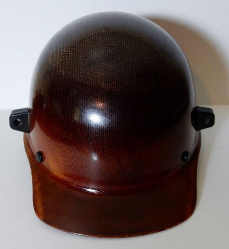 VINTAGE BROWN MSA MEDIUM L-10 FIBERGLASS HARD HAT IRONWORKER