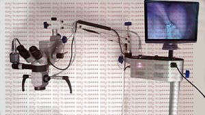 5 Step Ophthalmic Surgical Microscope, with Beam Splitter, CCD Camera &amp; Monitor
