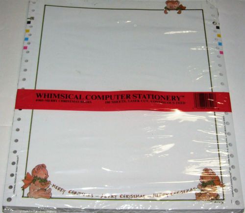 WHIMSICAL COMPUTER STATIONERY PAPER, MERRY CHRISTMAS BEARS,100 SHEETS