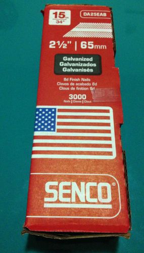 Senco DA25EAB 21/2&#034; 15 gauge 34 degree 65mm 3000 pack finish nails galvanized 8d