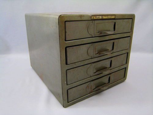 Vintage metal 4 Drawer Heavy Duty MODEL BOX Parts Cabinet Bin Craft Storage