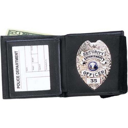 Strong Leather 79500-0792 Double ID Badge Wallet Black Cutout Number 079