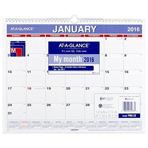 AT-A-GLANCE Monthly Wall Calendar 2016, 12 Months, 15 x 12 Inch Page Size